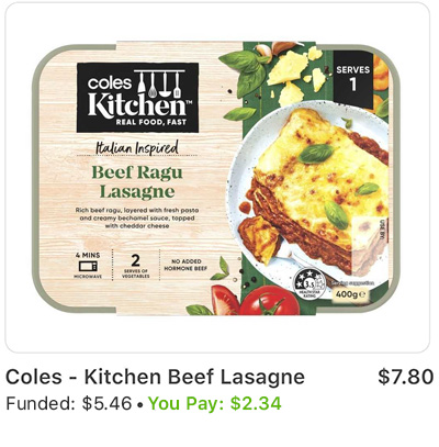 Coles Kitchen Beef Lasagna