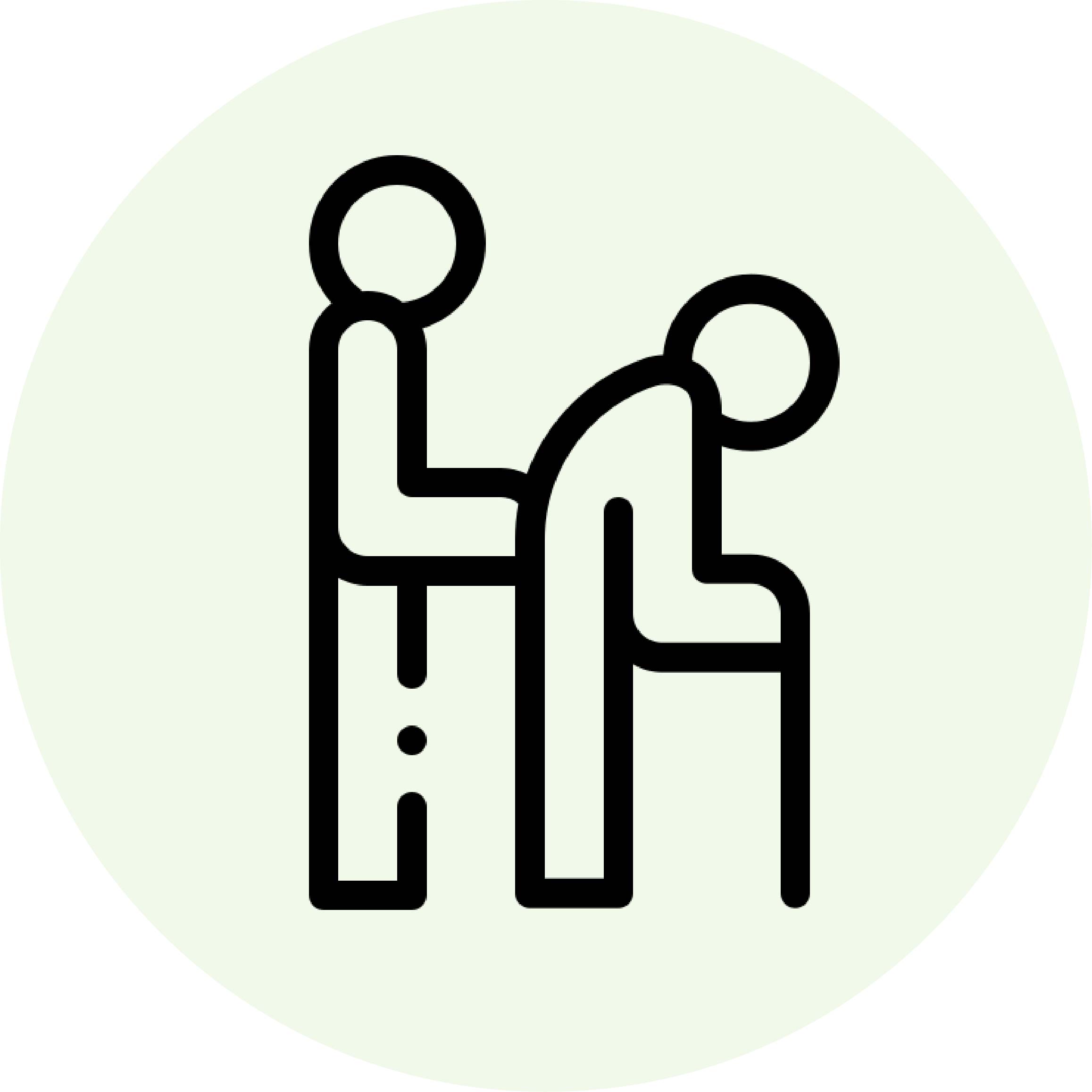 support worker assisting elderly person icon